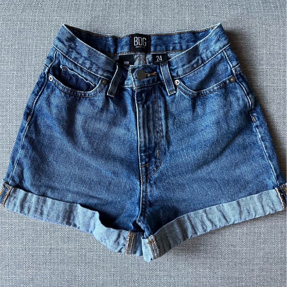 BDG Mom High-Rise Blue Denim Shorts